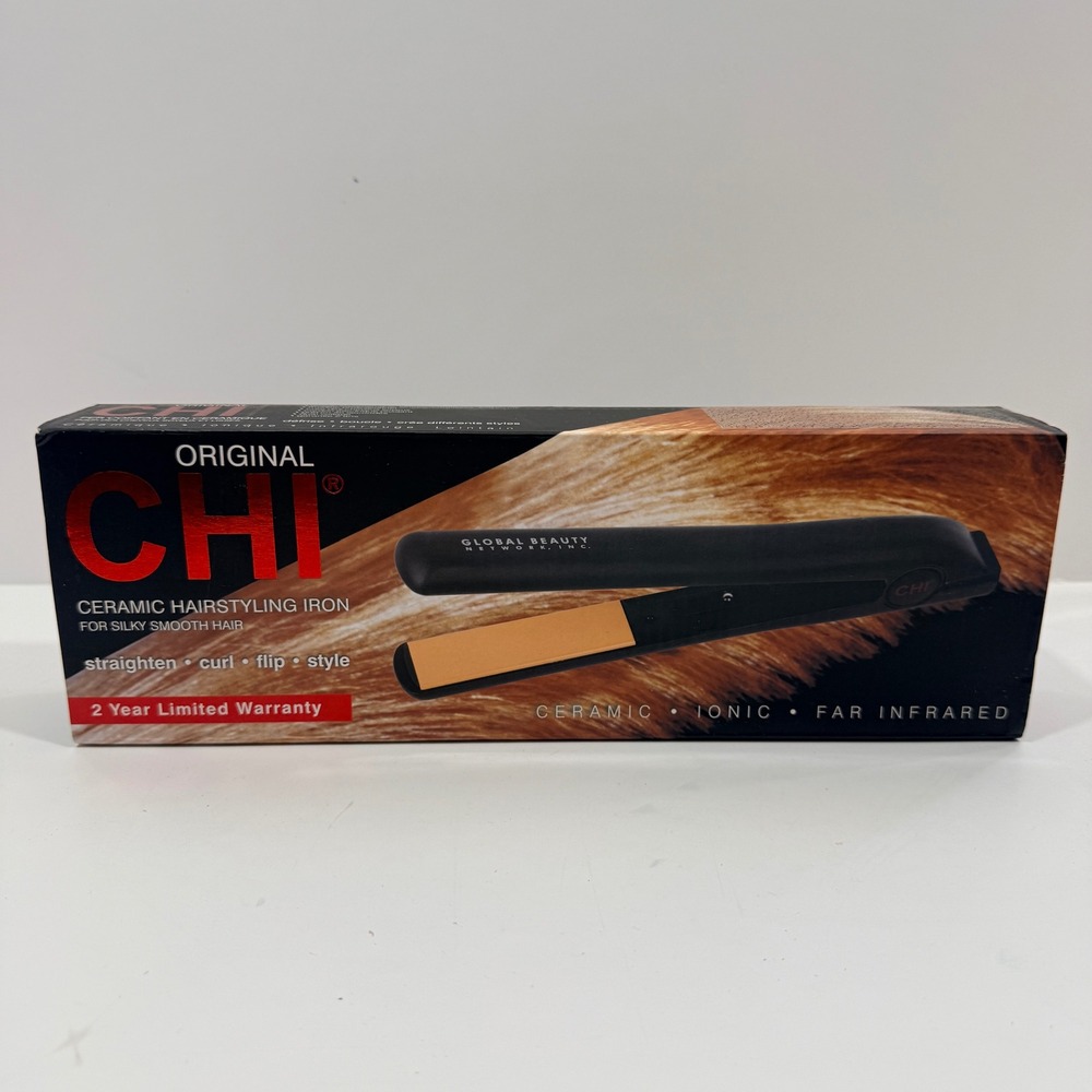 CHI Original Ceramic Hairstyling Iron 1" Black New GF1001 Dual Voltage Ionic